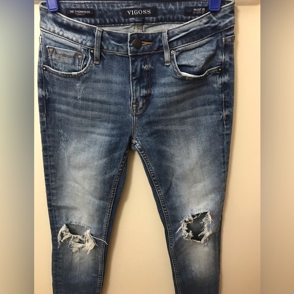 VIGOSS Thompson Tomboy Medium Wash Distressed Mid Rise Skinny Jeans. Size 25 - Picture 5 of 13